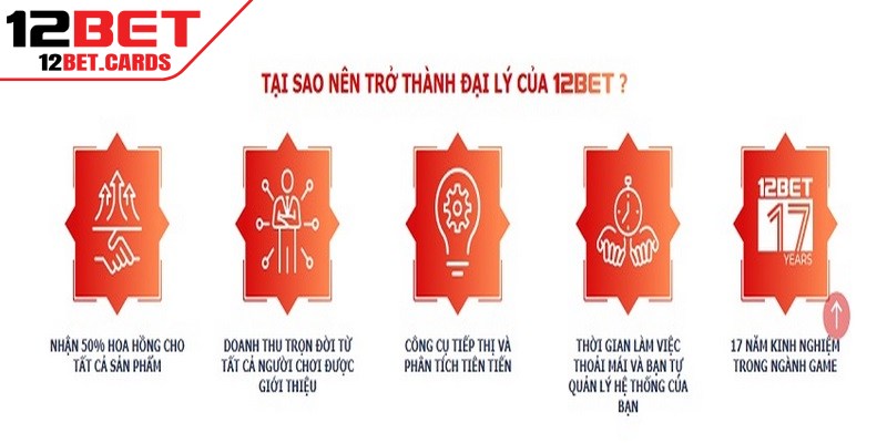 Hoa hồng hấp dẫn là một trong những lợi ích khi tham gia làm đại lý 12BET