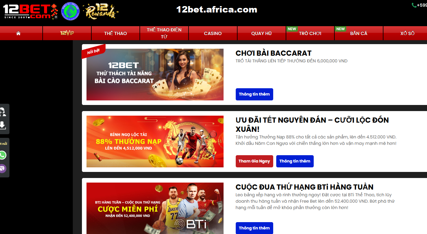 12bet Chương trình khuyến mãi 12bet hấp dẫn